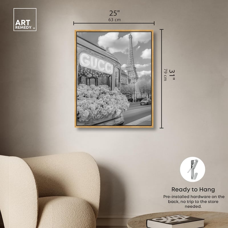 Dreamy Fashion Bus Noir Canvas by Art Remedy