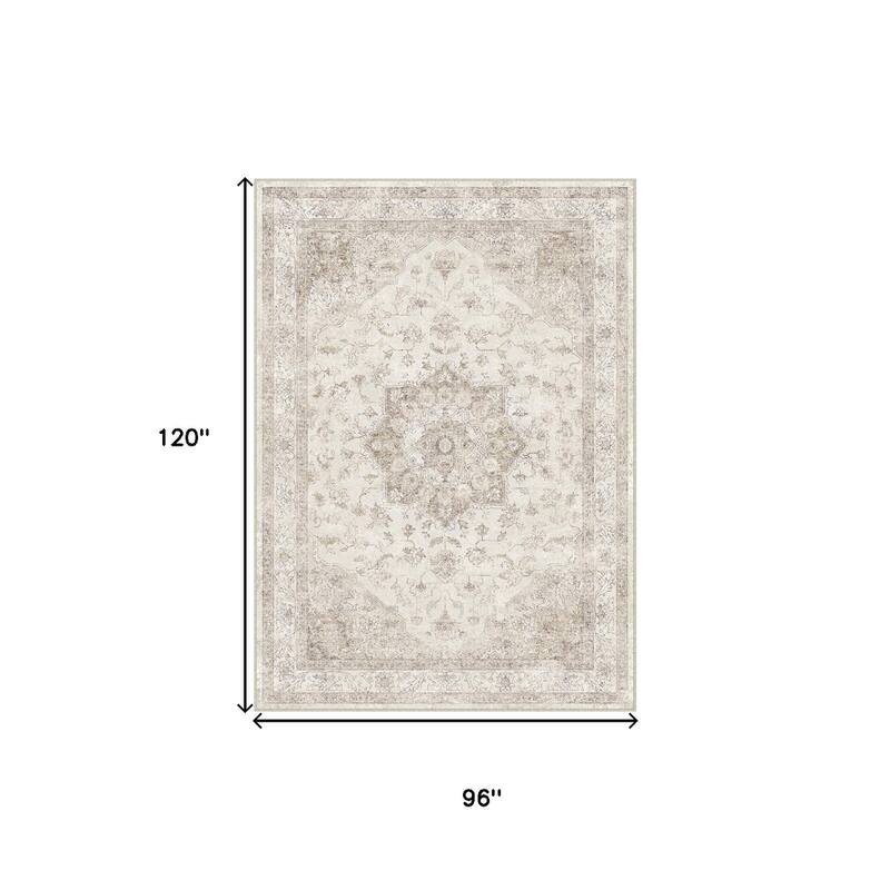 HomeRoots Floral Medallion Traditional Rectangle Area Rug