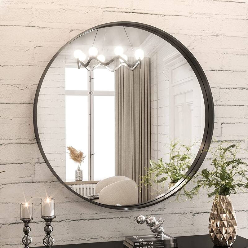 Round Black Frame Bathroom Vanity Mirror