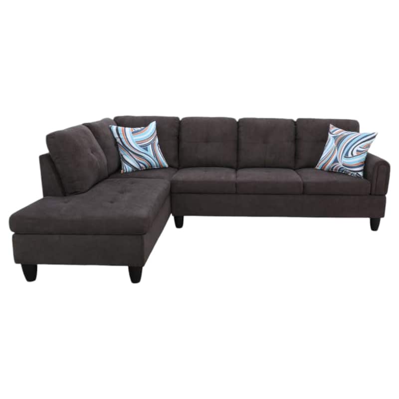 KISRAIS 97" Wide 2-Piece Flannel Sectional Sofa for Small Spaces