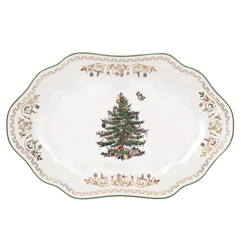 Spode Christmas Tree Gold Medium Oval Platter - 13-Inch - 13-Inch