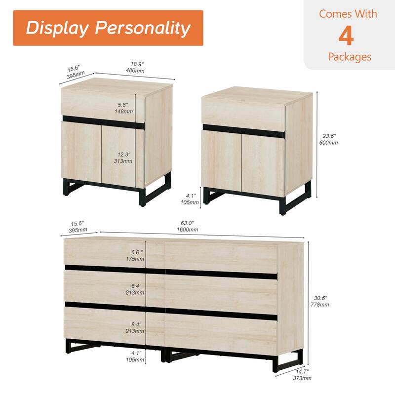 WAMPAT Dresser and Nightstand Set of 3