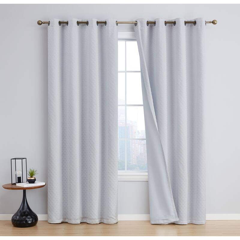 HLC.me Sienna Pattern 100% Complete Blackout Thermal Insulated Double Layer Window Curtain Grommet Panels, Set of 2