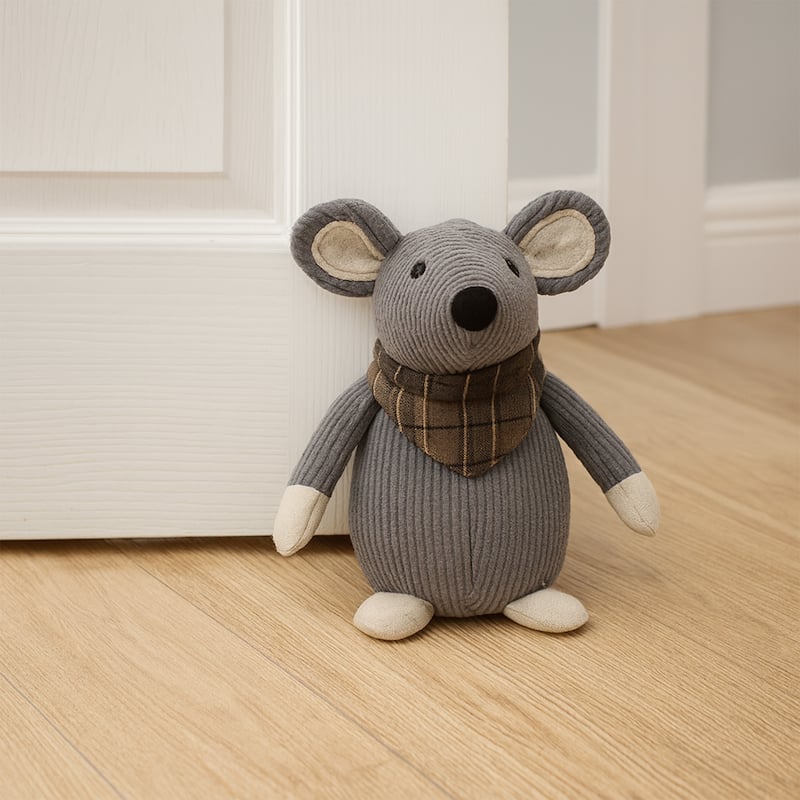 Decorative Mouse Door Stopper - Weighted Animal Doorstop, 2.3 lb - 9"H x 7"L x 5"W