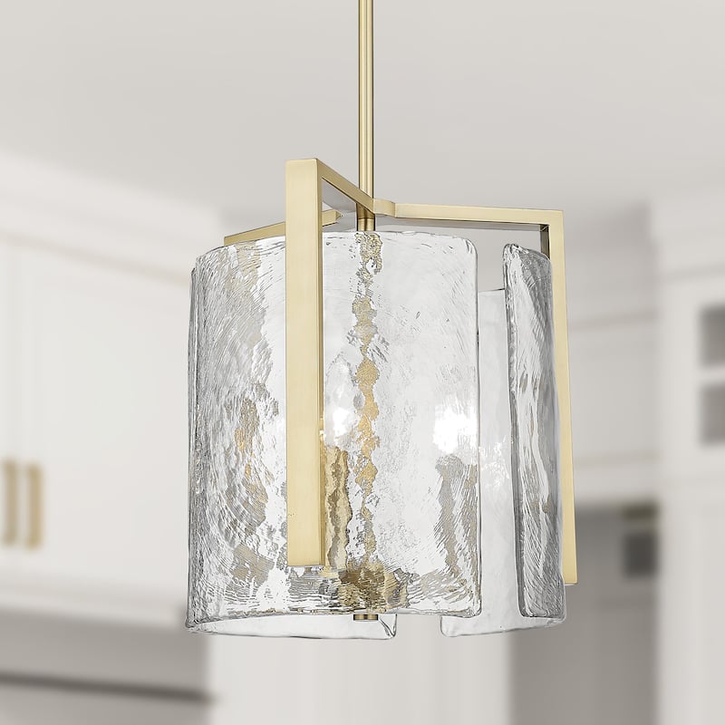 Aenon 13" Wide 3-Light Pendantwith Hammered Water Glass