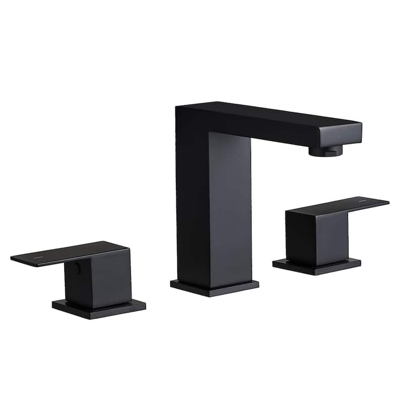 Bathroom Stainless Steel Faucets For Sink 3 Hole Matte 8 Inch Sink Faucet Double Lever Handle Faucet Faucet With Hose - Black