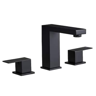 Bathroom Stainless Steel Faucets For Sink 3 Hole Matte 8 Inch Sink Faucet Double Lever Handle Faucet Faucet With Hose