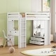 preview thumbnail 1 of 34, Kid-Friendly Design Twin Size Loft Bed with Desk and LED Light White