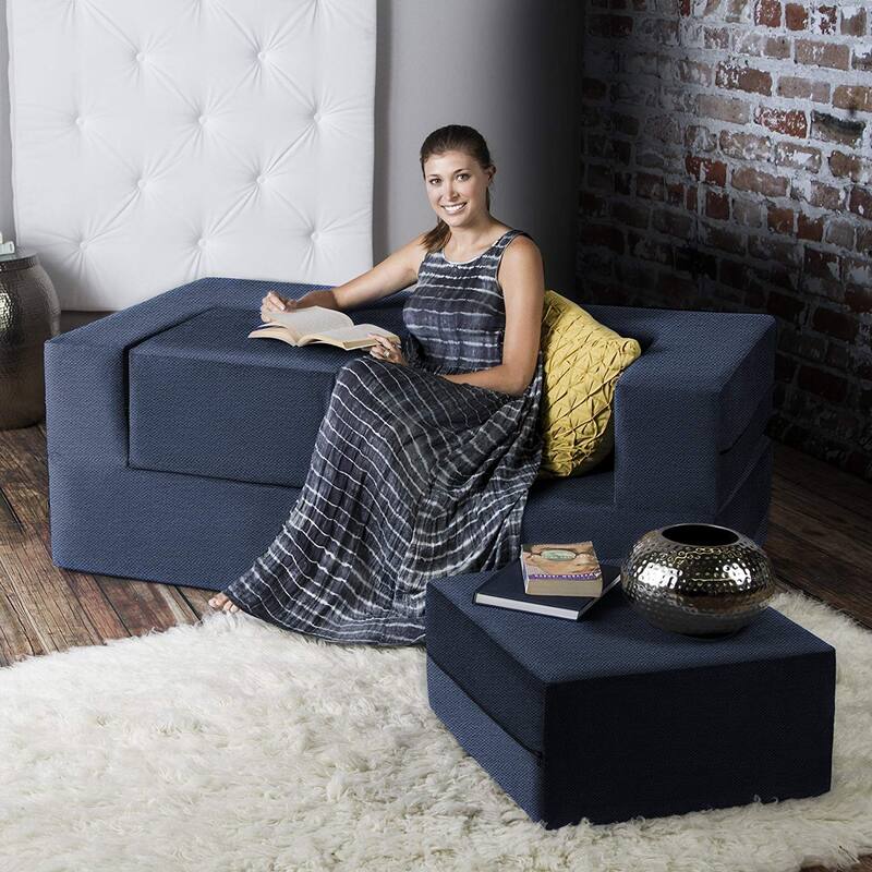 Jaxx Zipline Convertible Queen-size Sleeper Loveseat and Ottoman Set