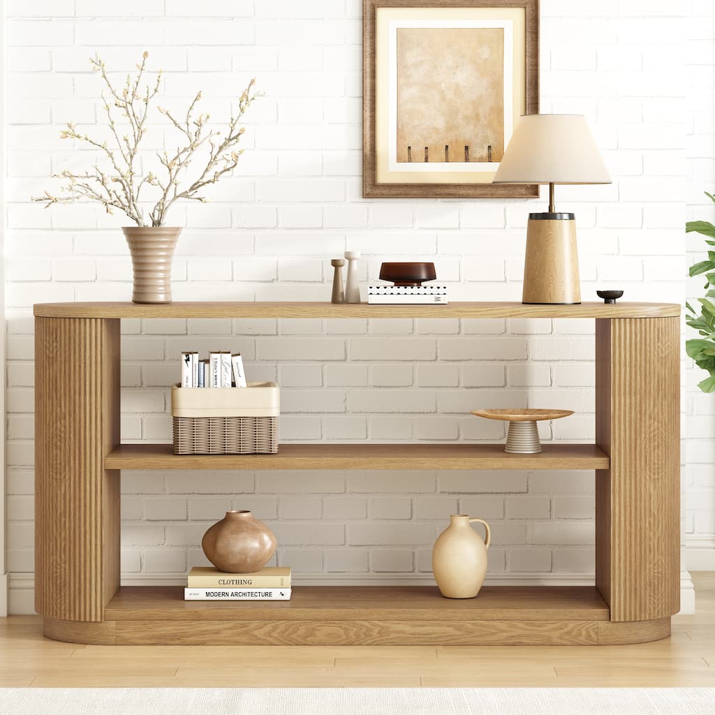 58.9''W Modern Entryway Console Table Sofa Table with Open Shelf Multi-Functional Hallway Table for Living Room