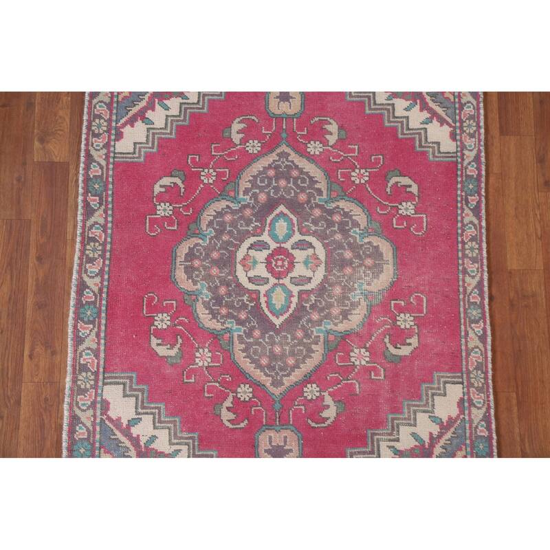 Hand Knotted Oriental 100% Wool Carpet Traditional Medallion Pink Tabriz Area Rug - 4' 6'' X 3' 2''