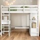 preview thumbnail 1 of 11, Space-Saving Loft Bed with Storage Shelves and Built-in Desk with 2 Drawers, Full Size White - Full
