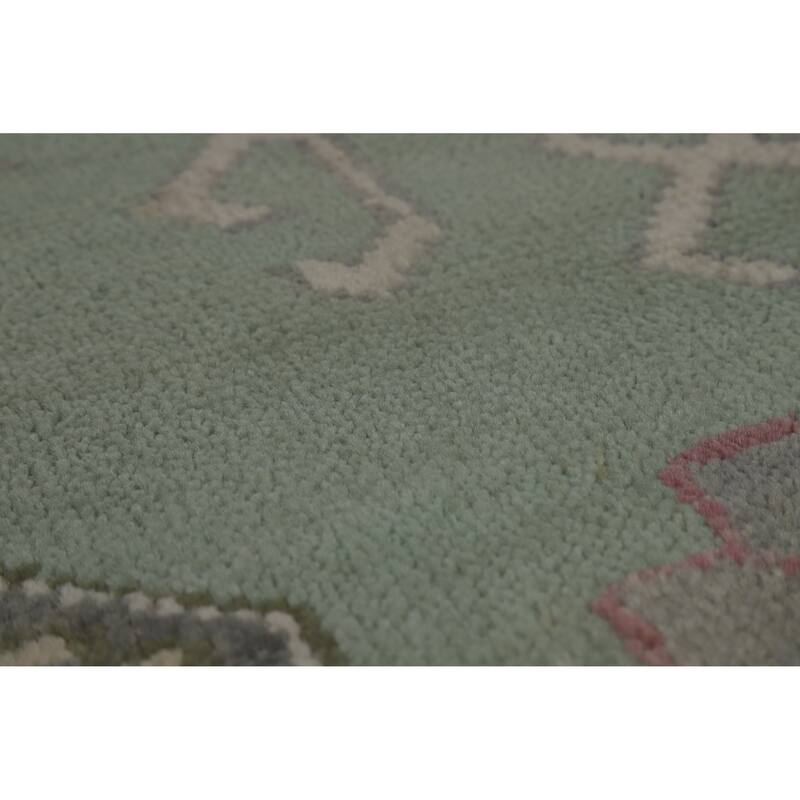 Hand Knotted Oriental 100% Wool Carpet Transitional Medallion Green Oushak Area Rug - 10' 0'' X 7' 6''