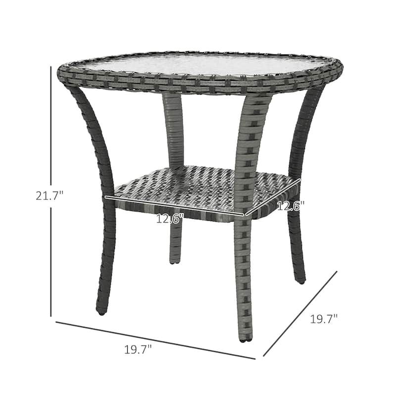 Outsunny Rattan Coffee Table,Wicker Side Table,Outdoor End Table