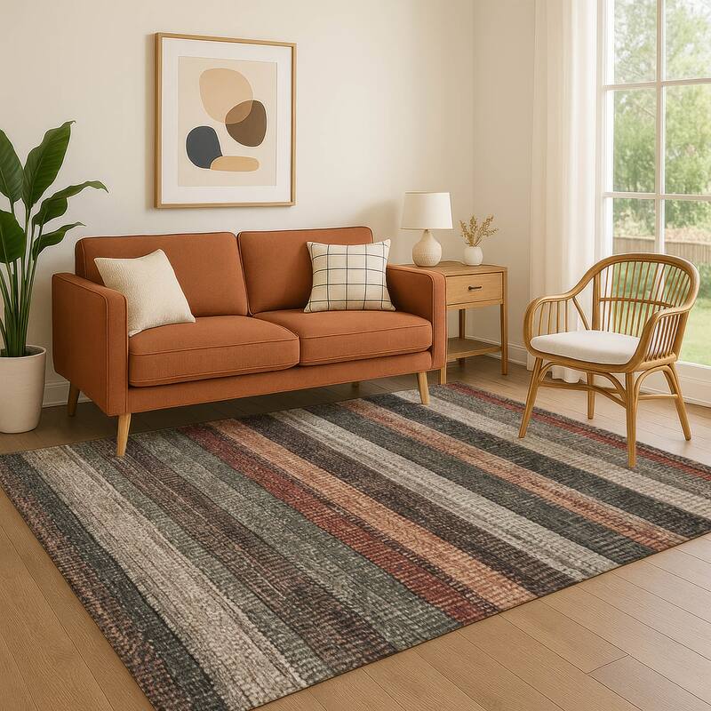 Premium Washable Super Soft Ombre Stripes Mayfield Rug - Paprika - 10' x 14'