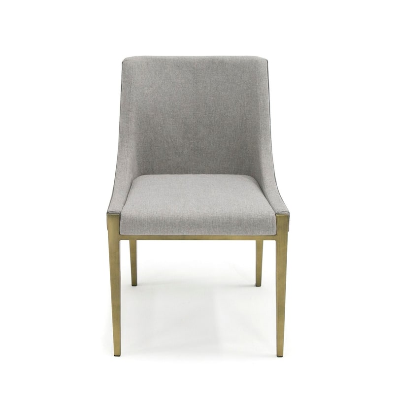 Brass/Gray Faux Leather Upholstered Metal Frame Dining Chair, Sturdy Dining Chair for Dining Rooms - 19.5