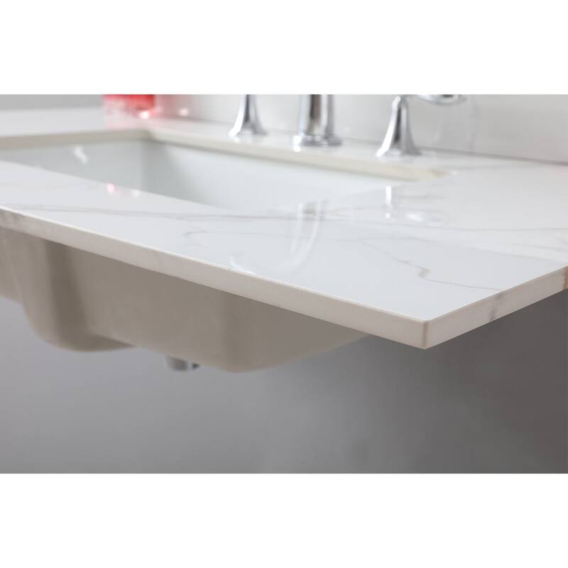31 in./ 37 in./ 43 in. Carrara Gold Engineered Stone Bathroom Vanity Top with Ceramic Sink