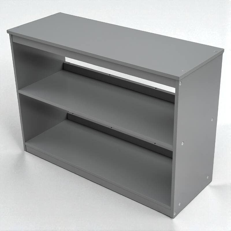 Twin/Full Size Low Loft Bed with Cabinet, Rolling Desk and Bookshelf, Solid Wood Frame for Kids