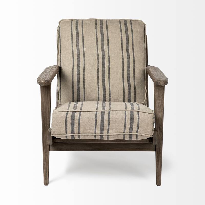 HomeRoots 31" Beige Gray and Brown Fabric Striped Lounge Chair - 31' X '32' X '28