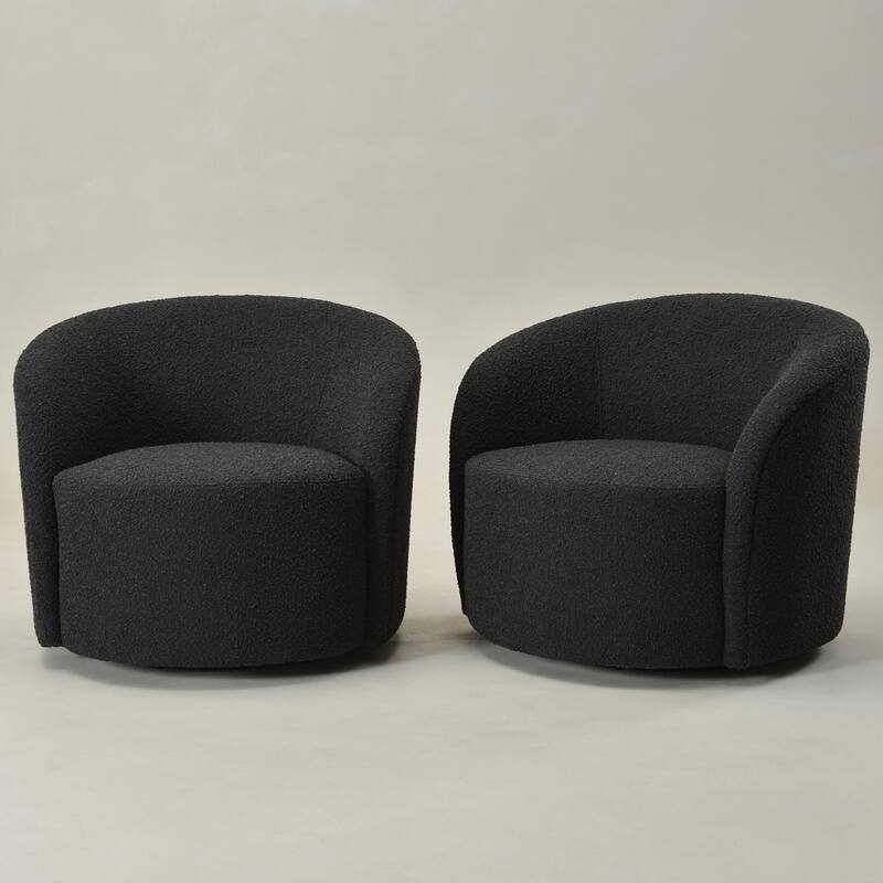KINWELL 34" Wide Upholstered Swivel Accent Barrel Chair (Set of 2)