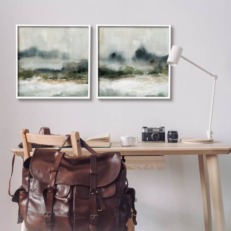 Stupell Somber Abstract Landscape Mountain Watercolor Details 2 Piece Framed Wall Art, Design by Carol Robinson