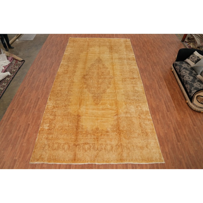 Hand Knotted Oriental 100% Wool Carpet Traditional Floral Yellow & Gold Kerman Area Rug - 20' 8'' X 10' 6''