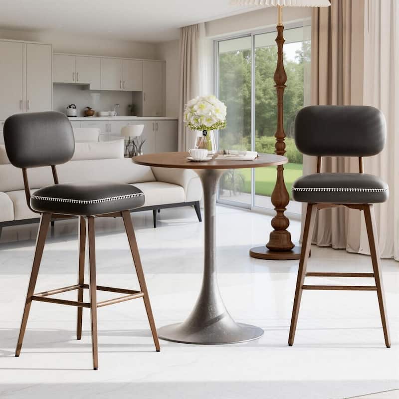 RENEWLINE Modern Swivel Bar Stools, 26 Inch Counter Stools(Ser of 2/3/4/6) with Backrest & Waterproof PU Leather