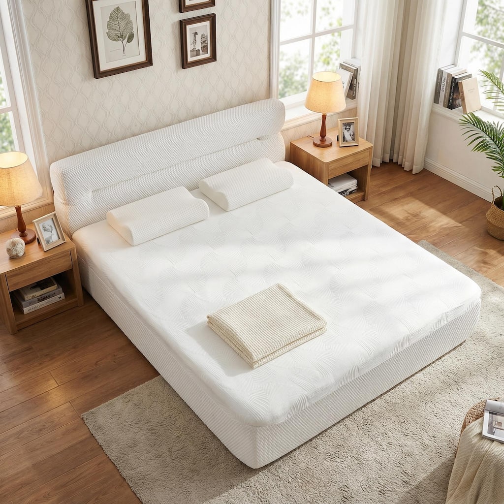 Homy Casa All in One Bed, Mattress + Frame, Cool Ice Silk Stretch Fabric, Motion Isolation, No Assembly, Full, Queen, King