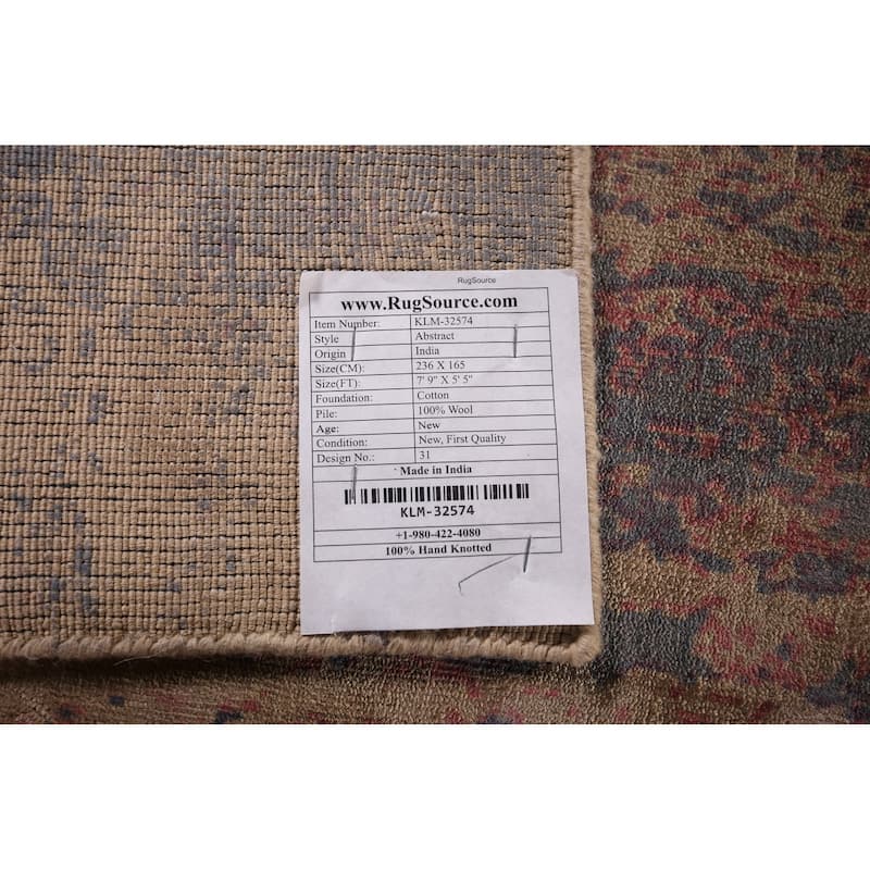 Abstract Modern Area Rug Handmade Wool Carpet - 5'5" X 7'9"