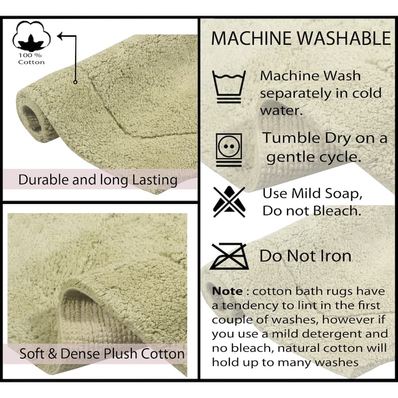 Waterford Collection 100% Cotton Non-Slip Bathroom Rug Set, Machine Washable Bath Rug, 5 Piece Bath Mat Set with Contour