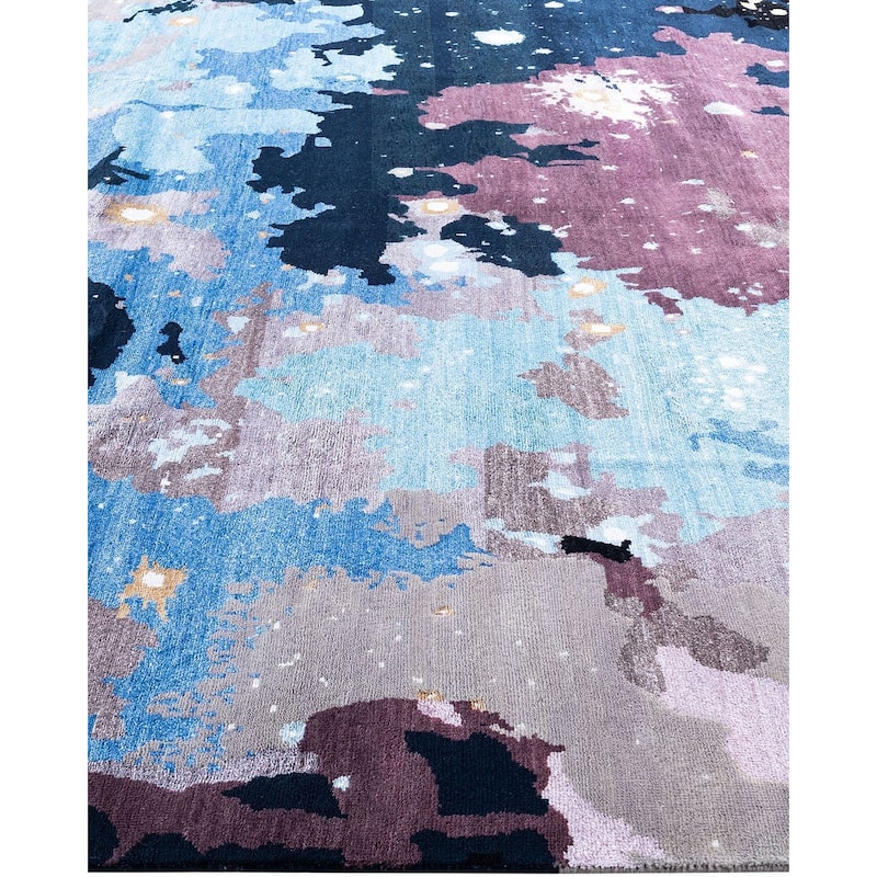 Ikat One-of-a-Kind Hand-Knotted Area Rug - Black, 8' 2" x 10' 4" - 8' 2" x 10' 4"