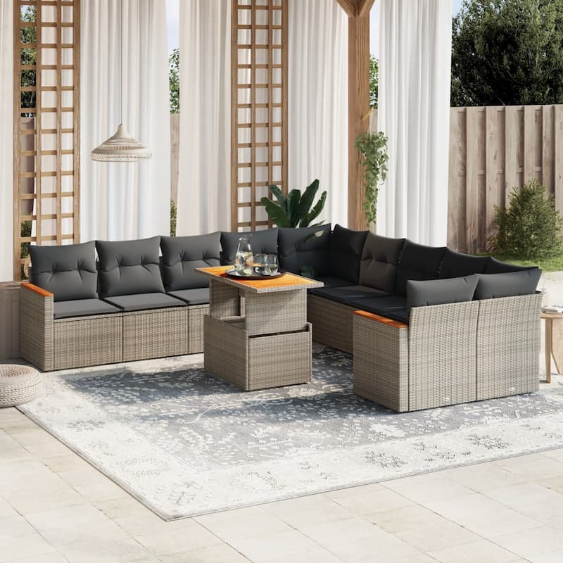 vidaXL Garden Sofa Set Grey - 21.7 x 39.4 x 28.7