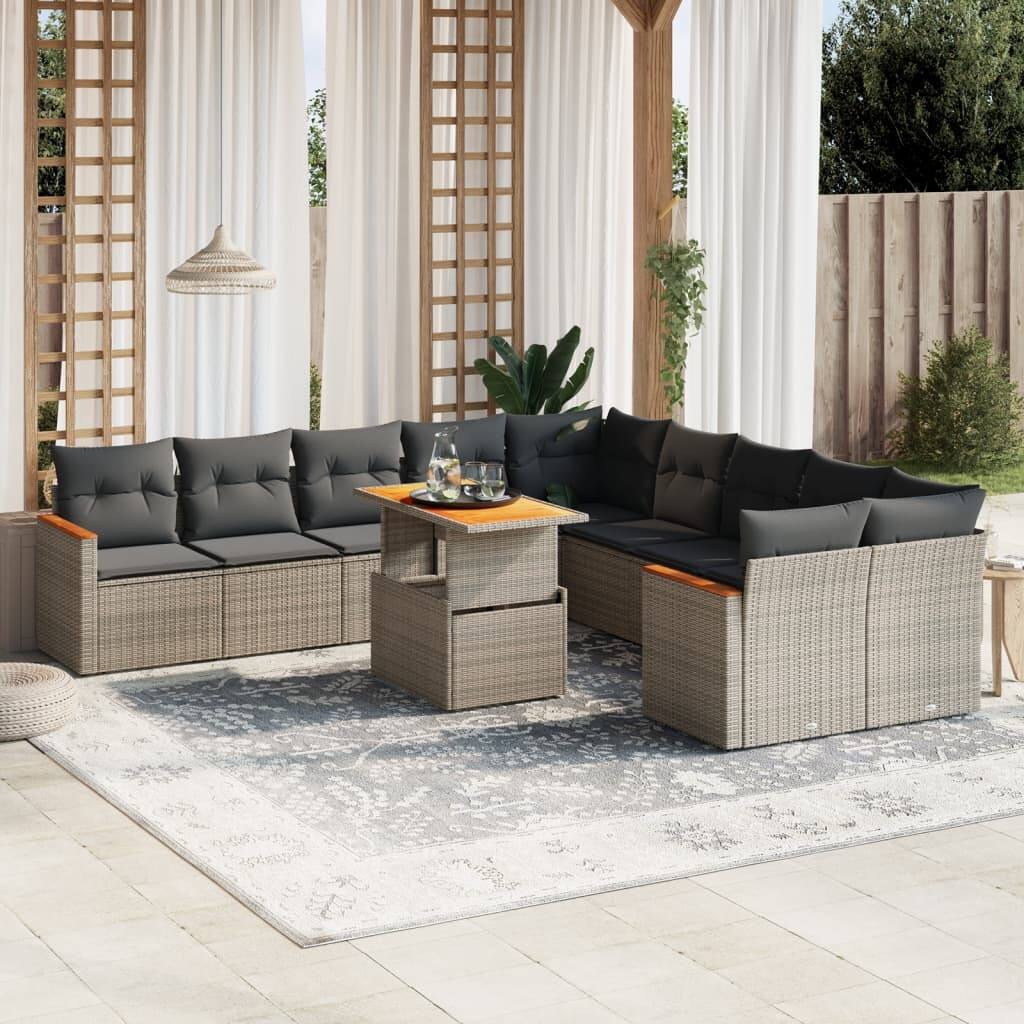 vidaXL Garden Sofa Set Grey - 21.7 x 39.4 x 28.7