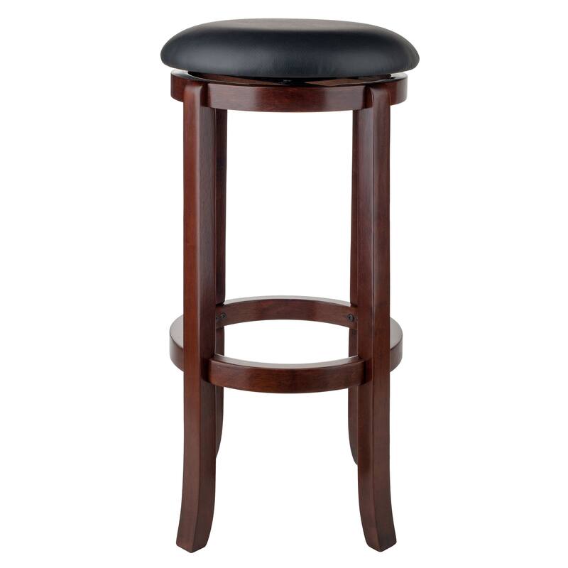 Cushion Swivel Seat Bar Stool, Black and Walnut - 16.97 x 16.97 x 30.24 inches