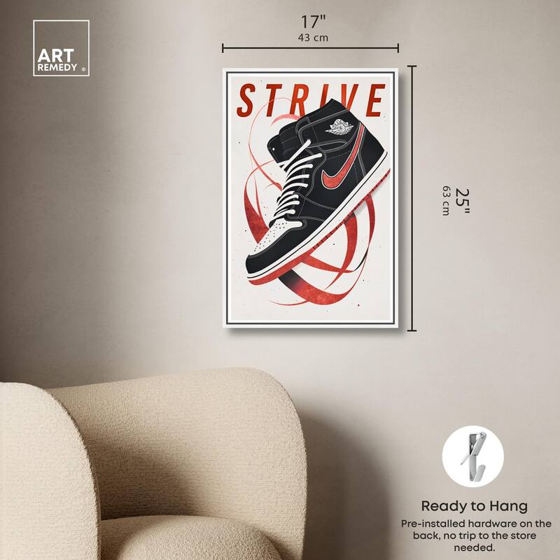 Red Ribbon Sneaker Canvas by Art Remedy
