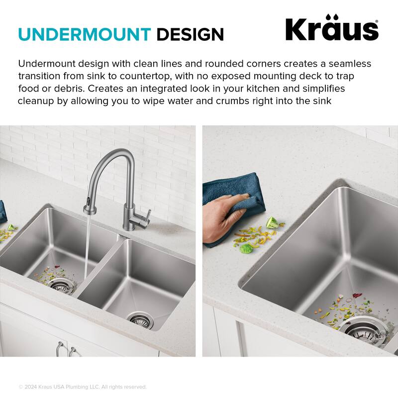 KRAUS Fairlane Undermount 18 Gauge Stainless Steel Kitchen Sink