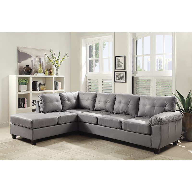 Gallant Faux Leather Sectional Sofa - Grey