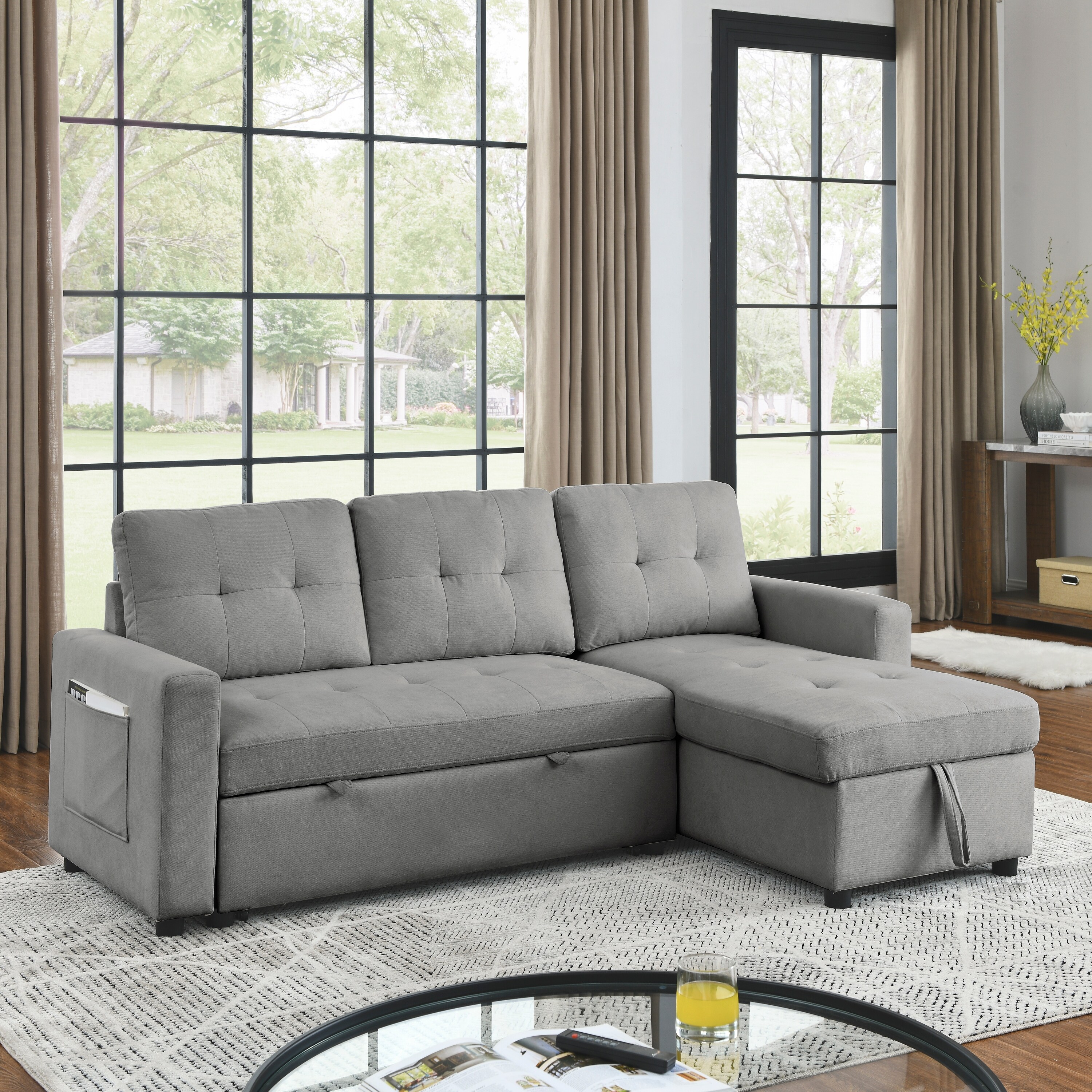 Sectional sofa with pull new arrivals out bed and recliner