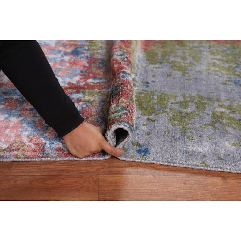 Contemporary Abstract Area Rug Handmade Oriental Wool Carpet - 6'0" X 7'9"