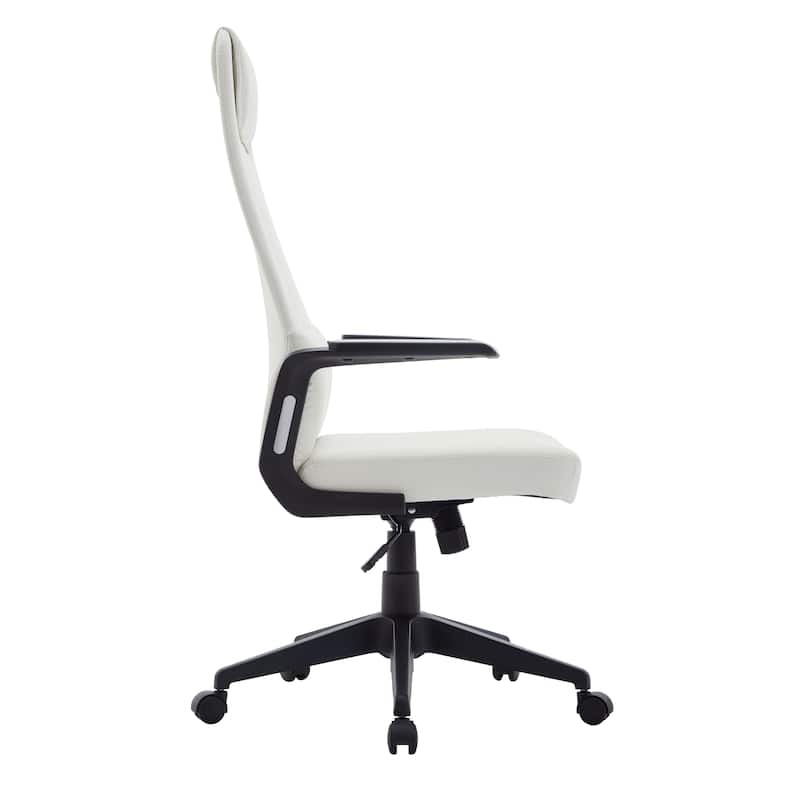 Nexa Ergonomic Leather/Polyester High-Back Office Chair with Padded Headrest, Adjustable Height, Swivel, and Smooth Casters