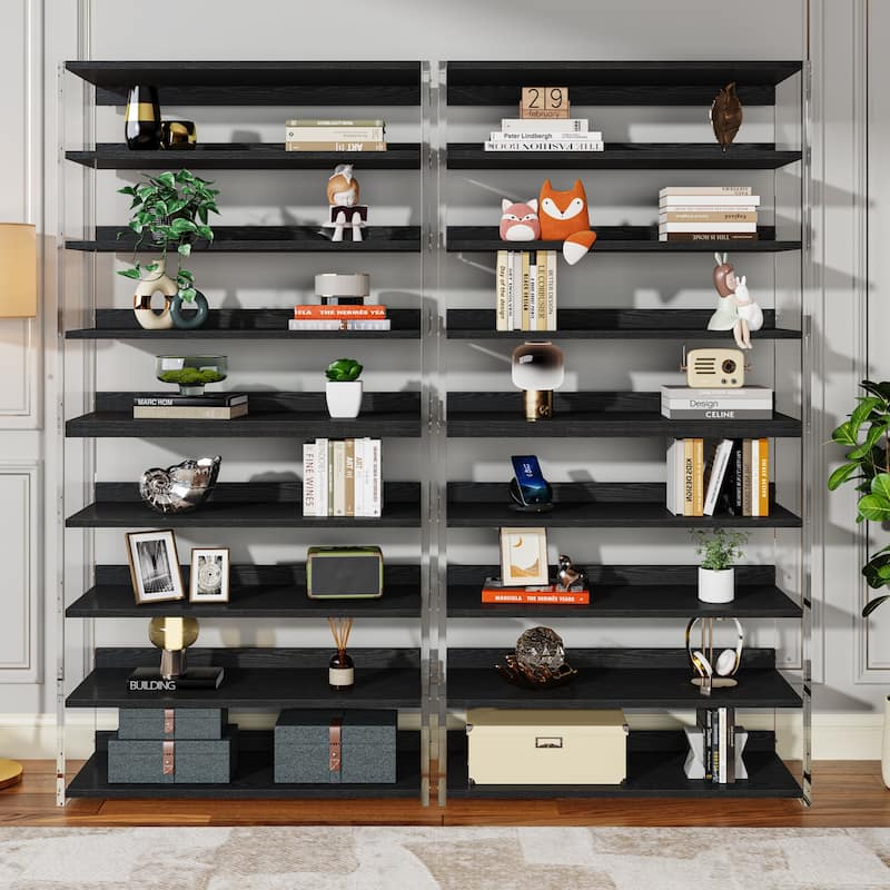 Bookshelf with Wood Shelves, Modern Bookcase, Display Storage Rack for Living Room, Bedroom, Home Office
