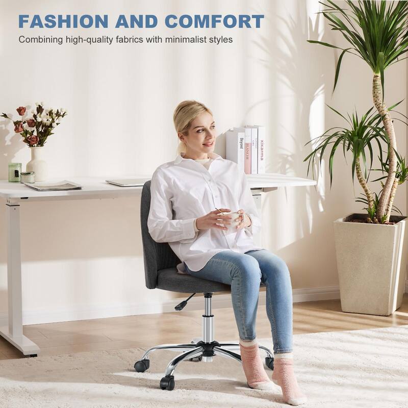 Adjustable Height Swivel Chair for Home Office - Dark Grey