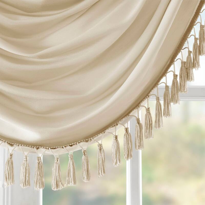 Madison Park Juline Faux Silk Waterfall Embellished Valance - 38 x 46"
