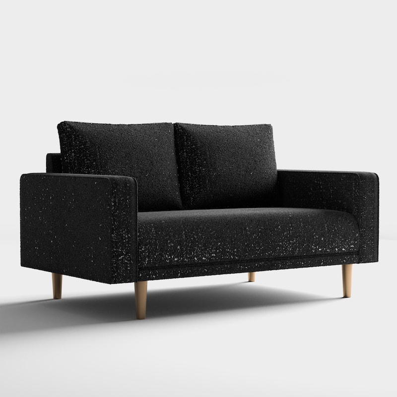 Furniture of America Isidora Contemporary Boucle Sofa Set with Back Pillows and Wooden Legs, 2-Piece or 3-Piece Options