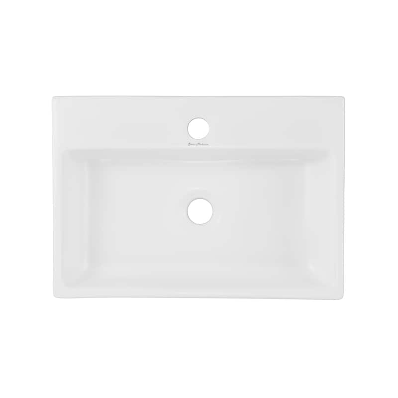 Reims 20 Rectangle Ceramic Vessel Sink, Matte White - 20.9" x 14.2" 4.75"
