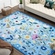 preview thumbnail 54 of 65, Nature Floral Non-Slip Machine Washable Colorful Modern Area Rug Rectangle 4' x 6' - Blue