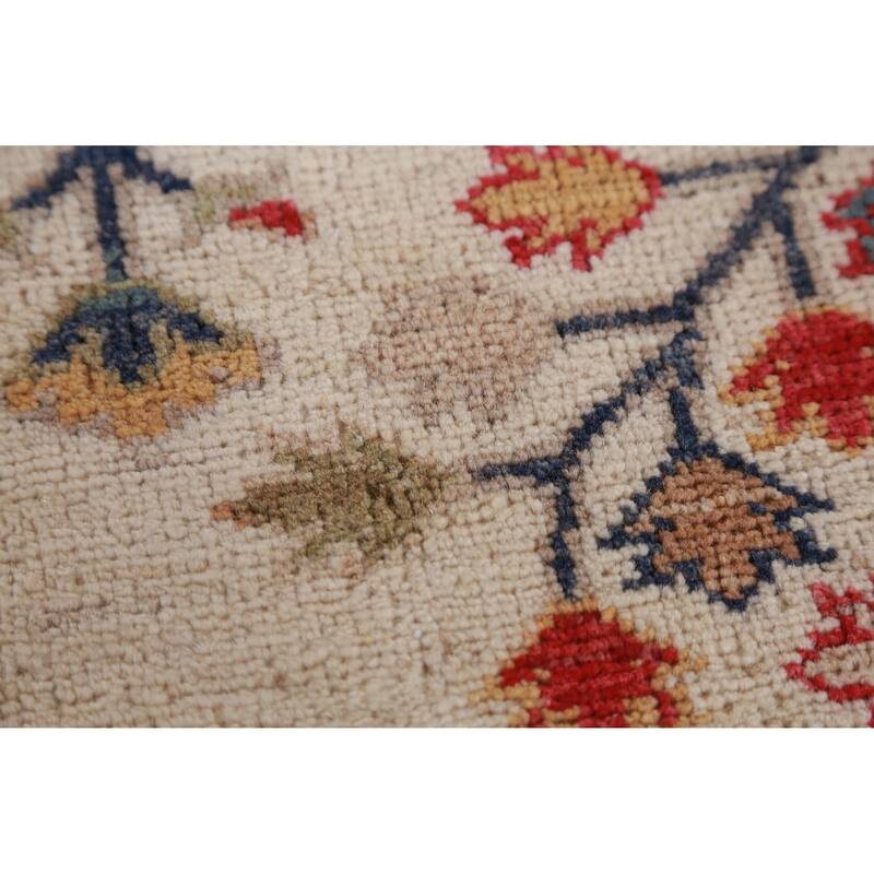 Hand Knotted Oriental 100% Wool Carpet Traditional Geometric Beige & Ivories Kazak Area Rug - 7' 10'' X 5' 6''