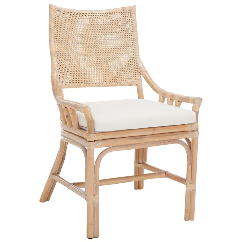 SAFAVIEH Azrielle Coastal Rattan Cushion Chair - 22" W x 24" L x 37" H - 22"W x 24"D x 37"H