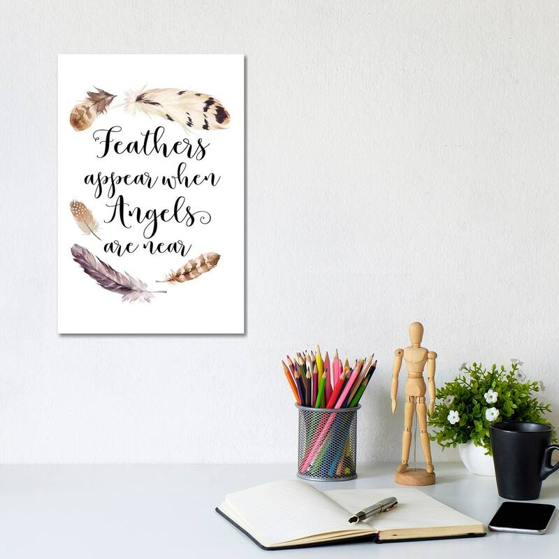 iCanvas "Feathers Appear When Angels Are Near" by Eden Printables Canvas Print - 12x8x0.75