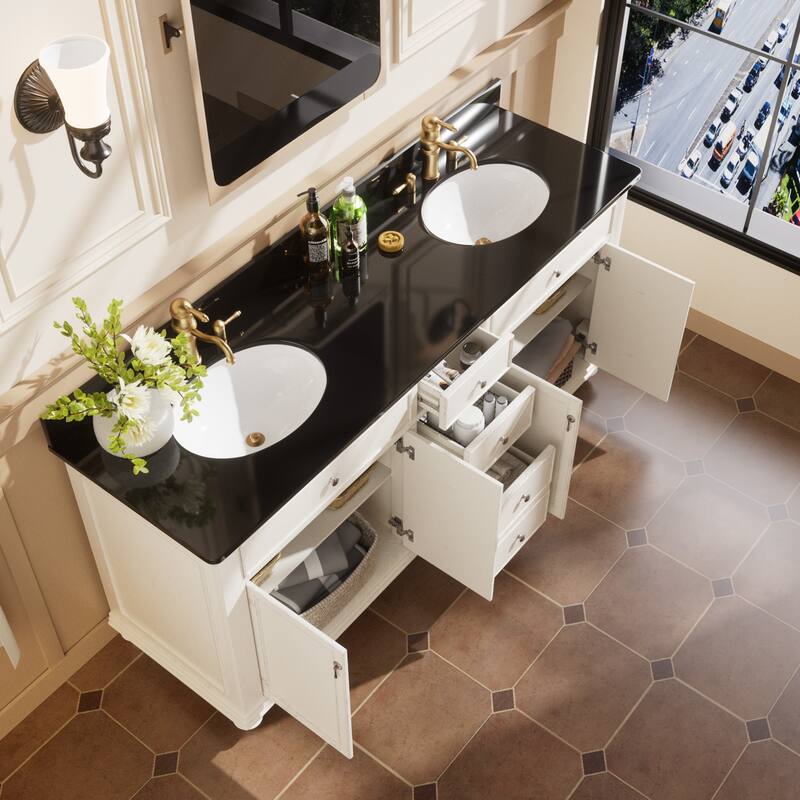 72-Inch Two-Tone Solid Wood Double Sink Bathroom Vanity – Modern Contrast Design with Ample Storage